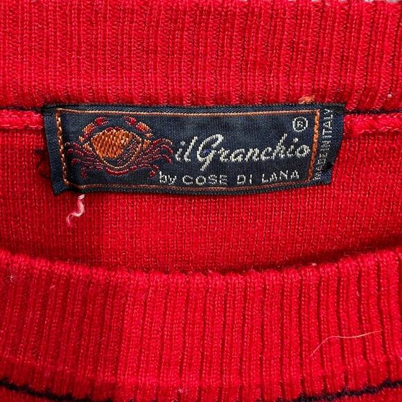 Il Granchio Cose Di Lana Italy Vintage 80s red wool acrylic sweater Size Large - Picture 4 of 6